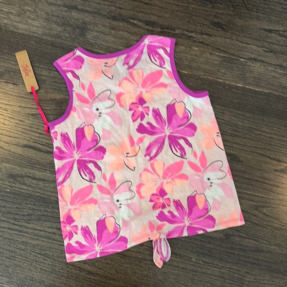 NWT- Justice Girls' Pink Floral Tank Top (size 7/8)